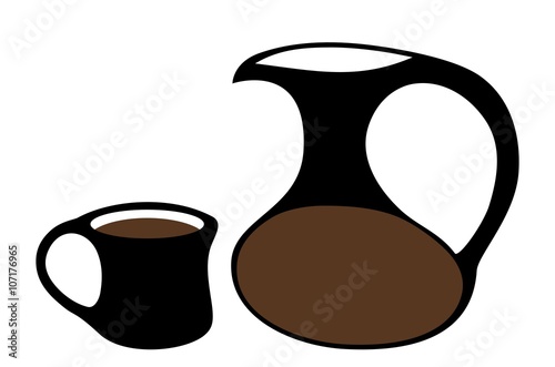 Coffee jug. Mug. Isolated