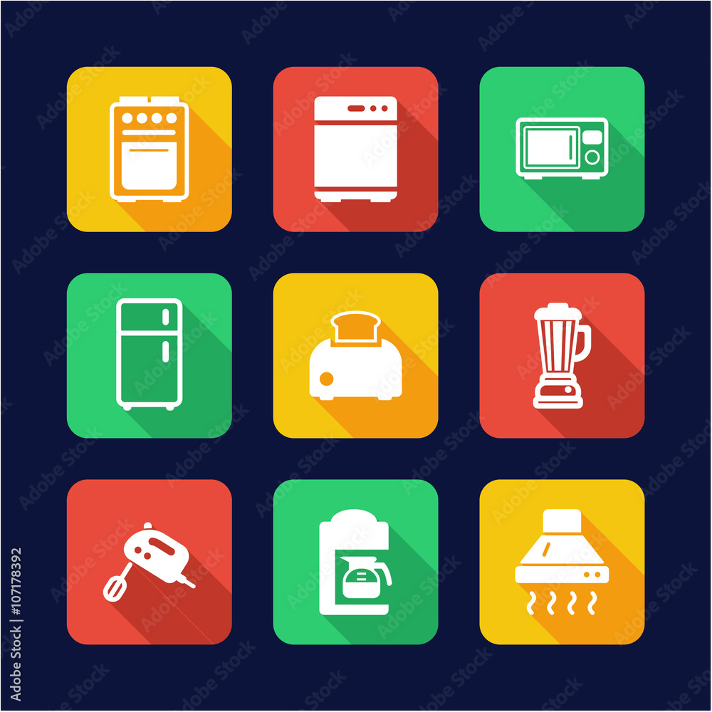 Kitchen Appliances Icons Flat Design Kitchen Appliances Icons Flat Design