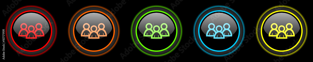 forum vector web icons set on black background forum vector web icons set on black background