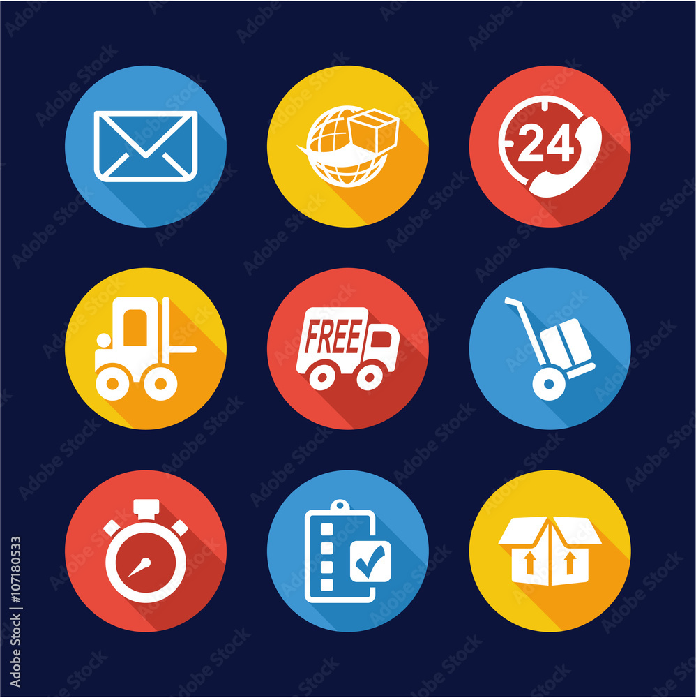 Delivery or Shipping Icons Flat Design Circle Delivery or Shipping Icons Flat Design Circle