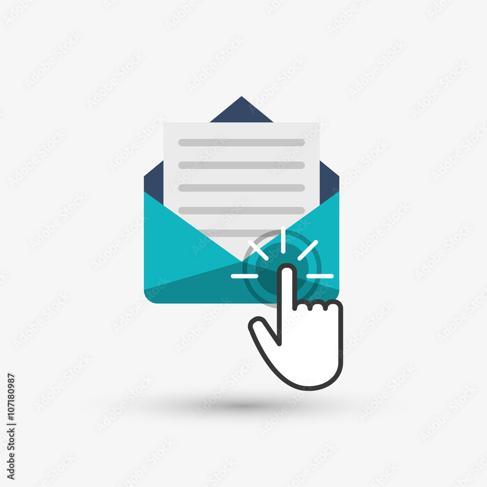 cursor and envelope design, vector illustration