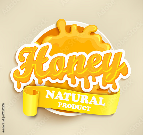 Honey natural label splash. photo