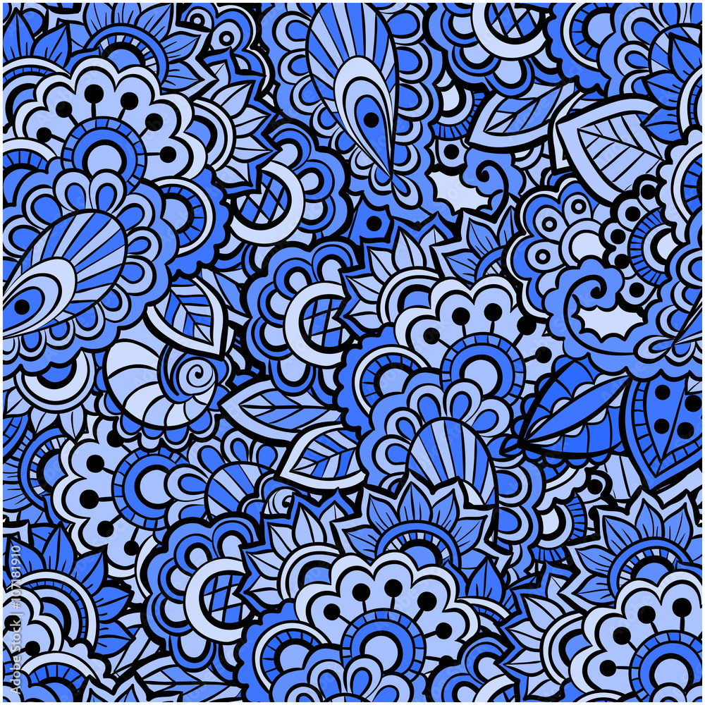 Fototapeta premium Seamless abstract colorful pattern, doodle background, hand drawing