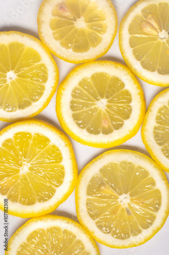 Close up of fresh yellow lemon slices
