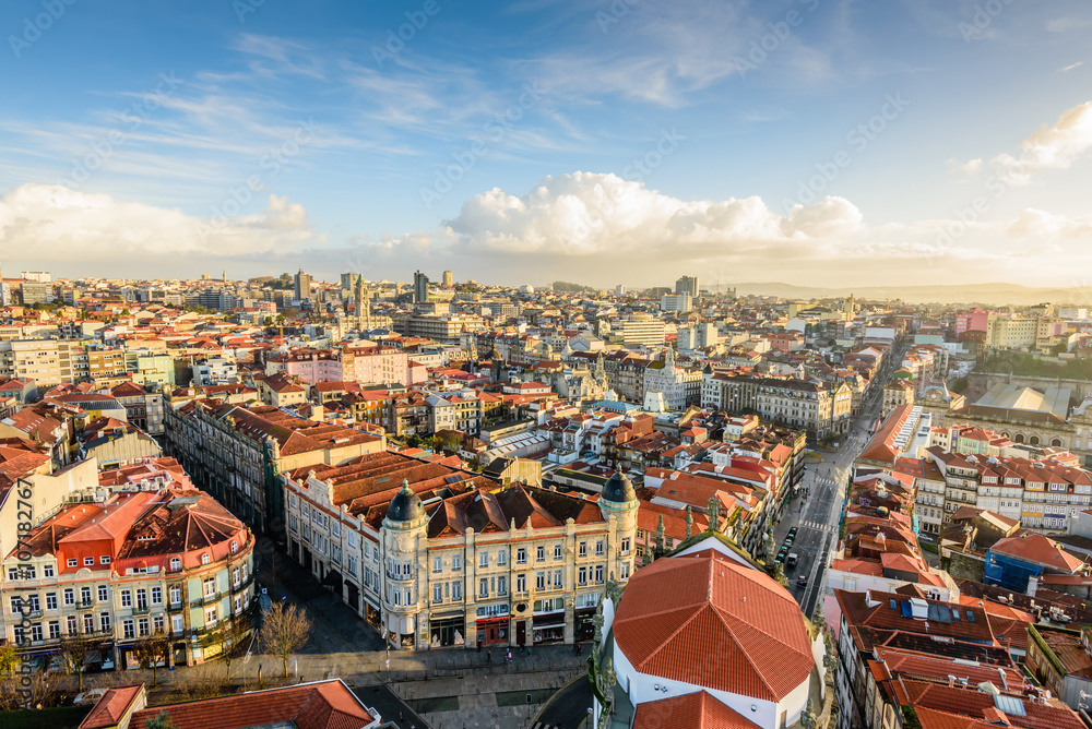 Aerial view of Porto in Portugal.