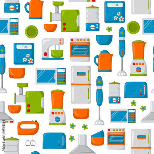 Cartoon kitchen appliances background