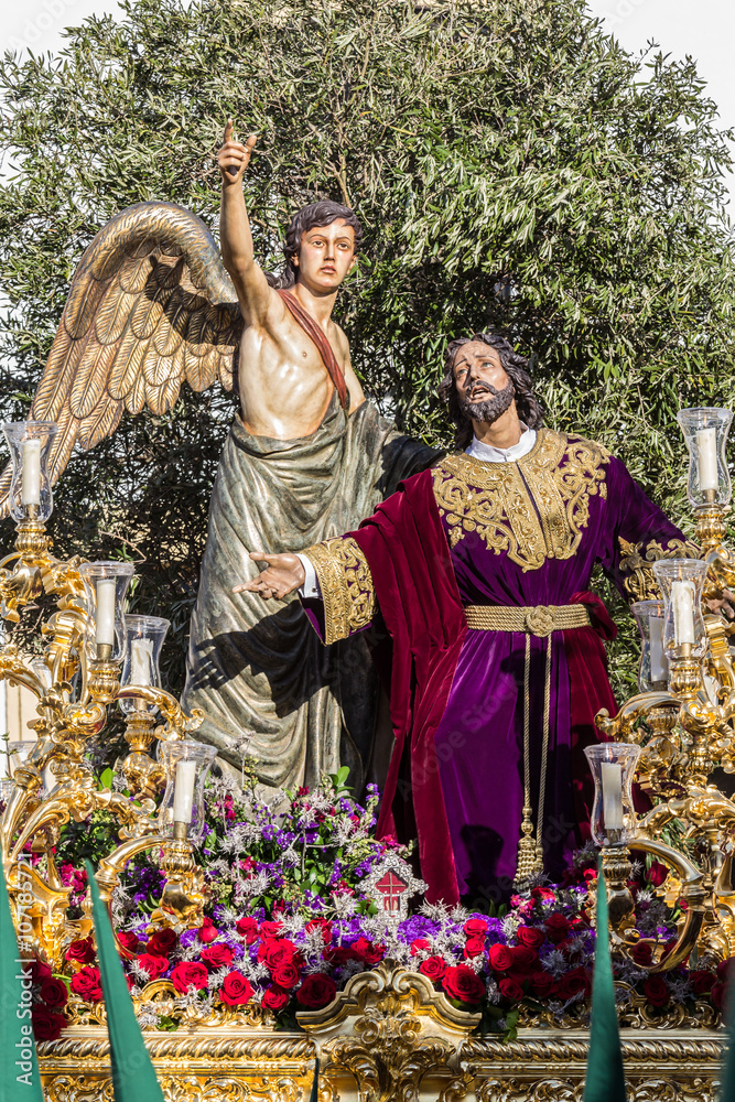 Holy Week in San Fernando, Cadiz, Spain. Prayer of Our Lord in the Garden. This Brotherhood goes in procession on Tuesday of Holy Week during the celebration of this important religious.

