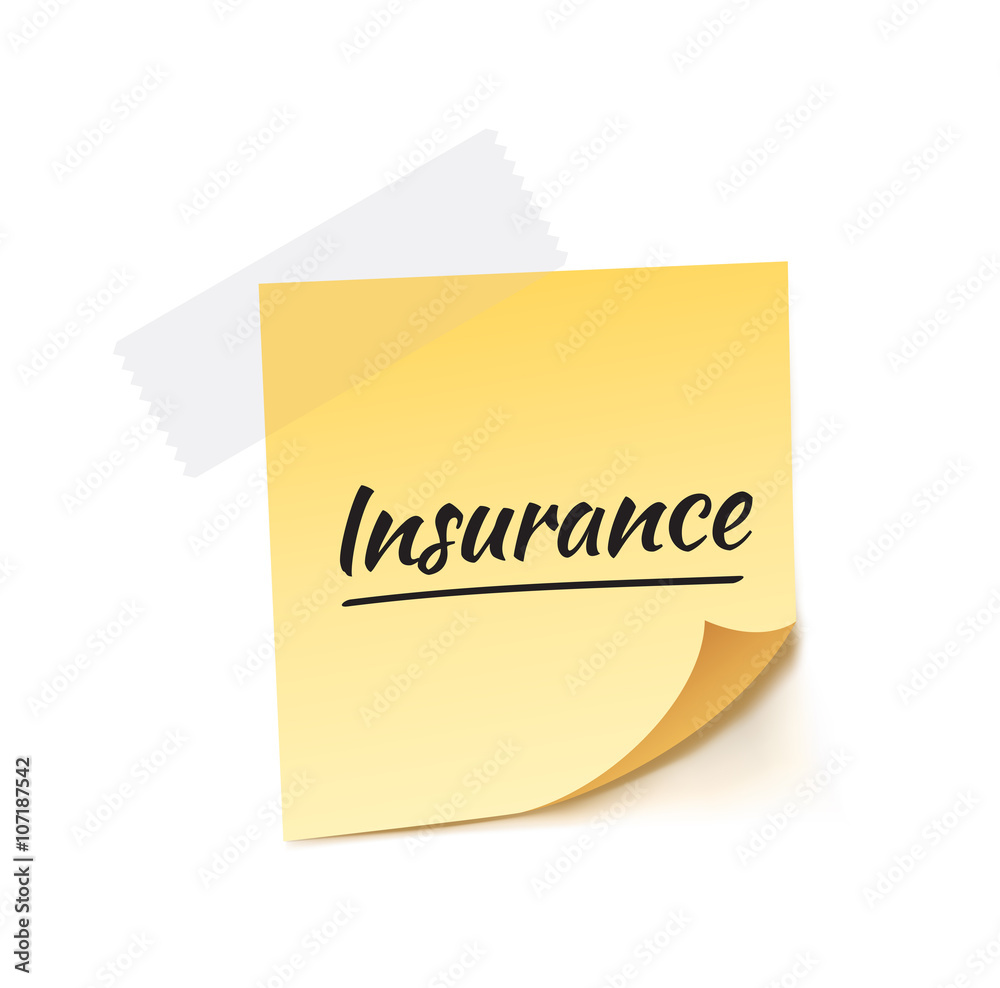 Insurance Stick Note Vector Illustration Insurance Stick Note Vector Illustration