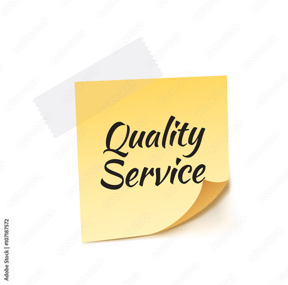 Quality Service Stick Note Vector Illustration Quality Service Stick Note Vector Illustration