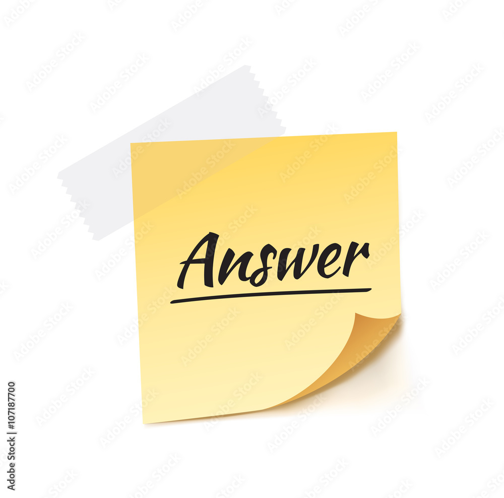 Answer Stick Note Vector Illustration Answer Stick Note Vector Illustration