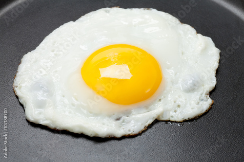 close-up of a fried egg.