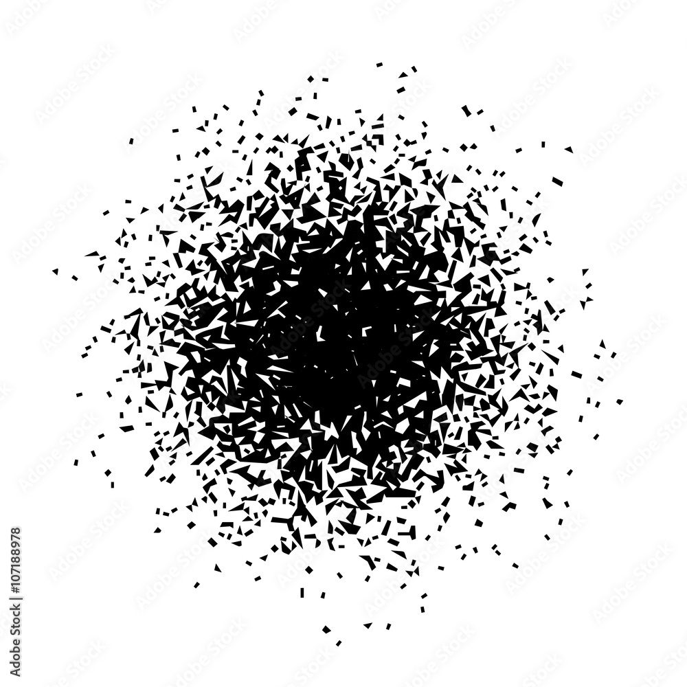 The circle of small particles. Vector explosion