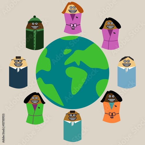 happy kid around the earth. multiethnic peaceful children
