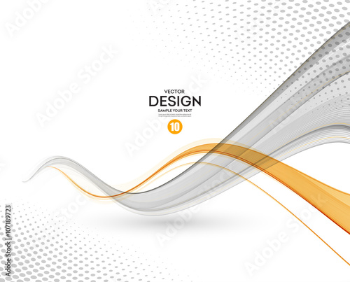 Abstract vector background, gray and orange wavy 