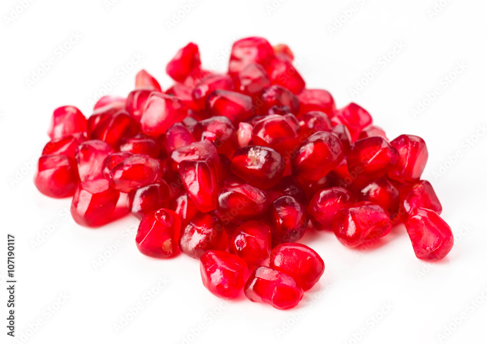 pomegranate pieces on white pomegranate pieces on white