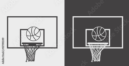 Vector illustration basketball basket, hoop and net. Black and white