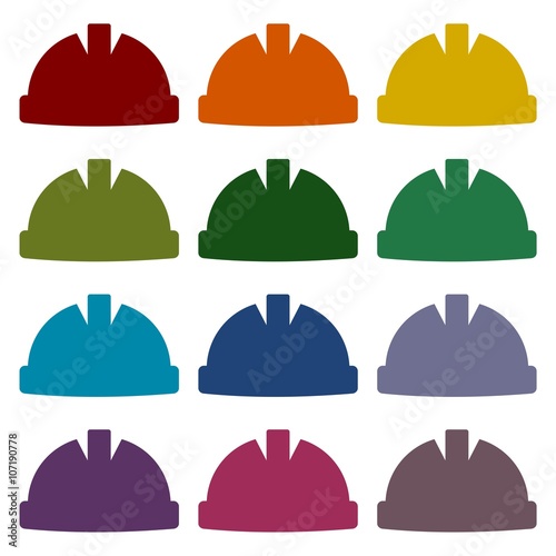 Safety worker hardhat icons set