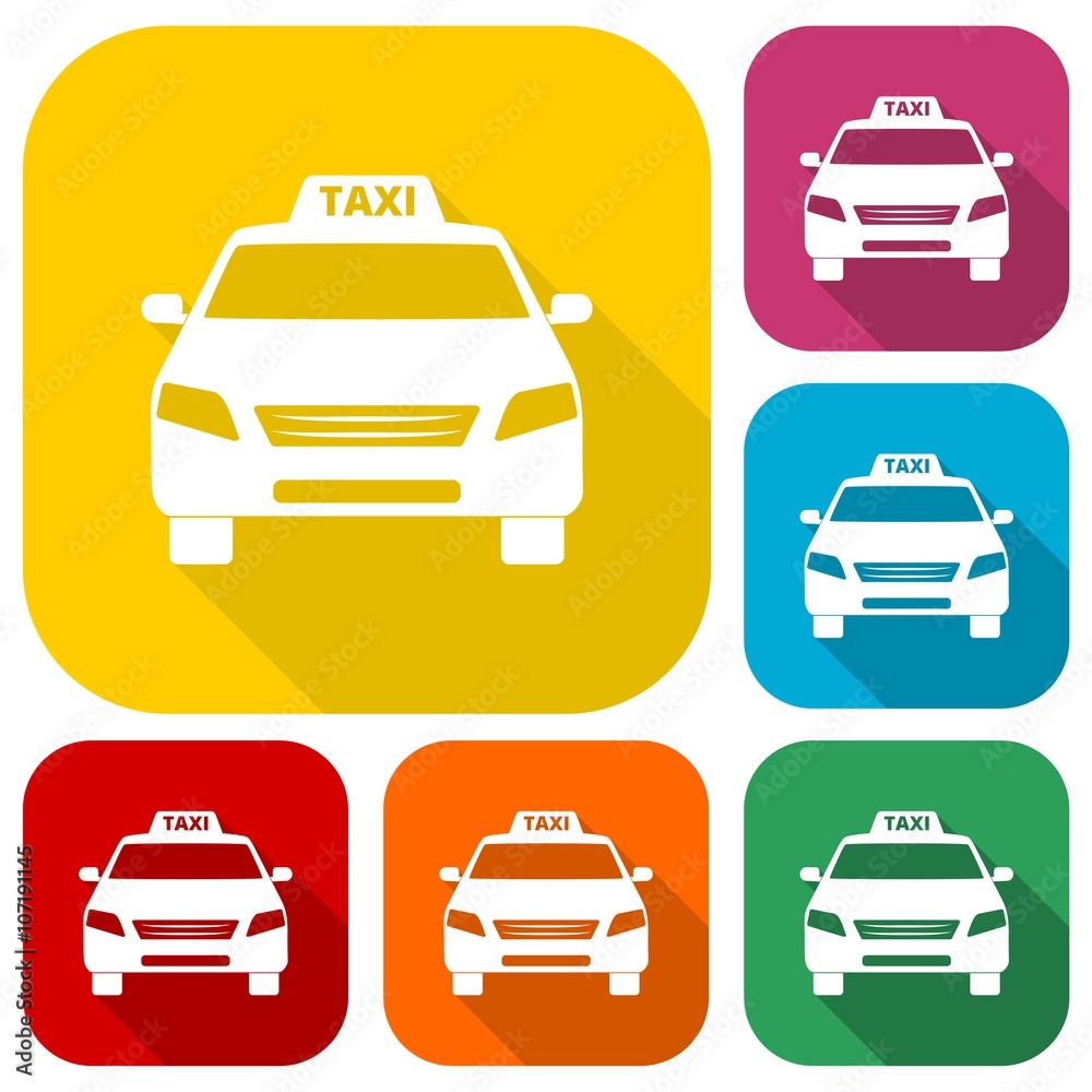 Taxi icons set with long shadow Taxi icons set with long shadow