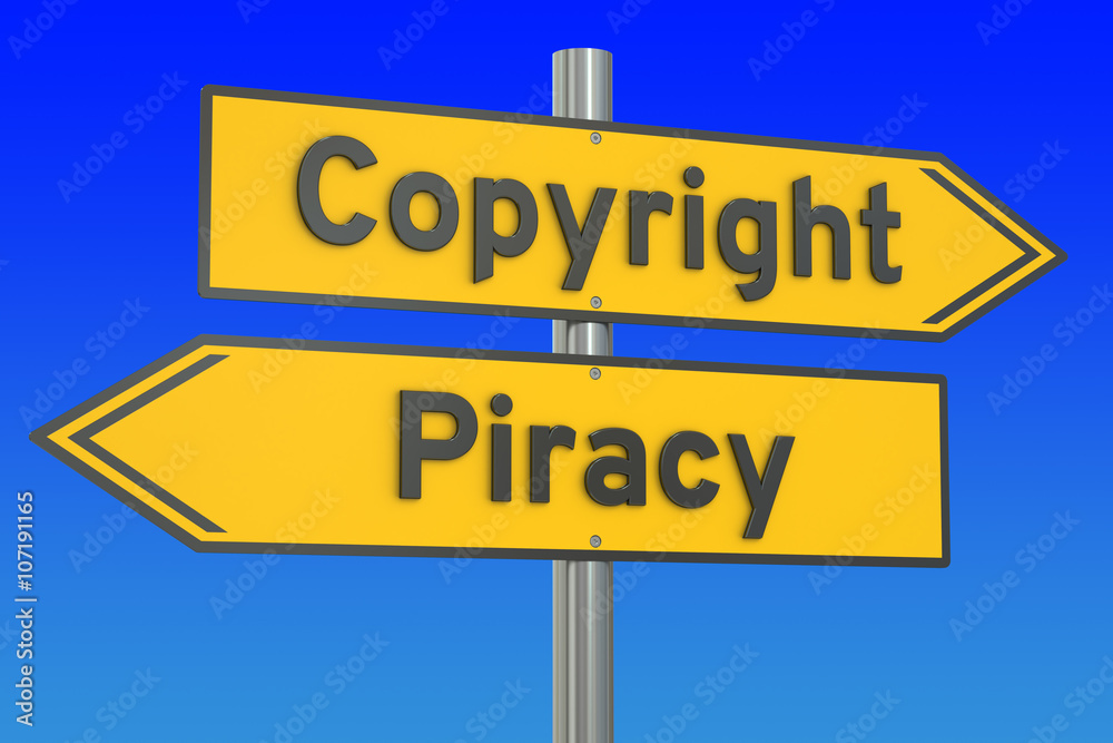 copyright vs piracy concept, 3D rendering copyright vs piracy concept, 3D rendering