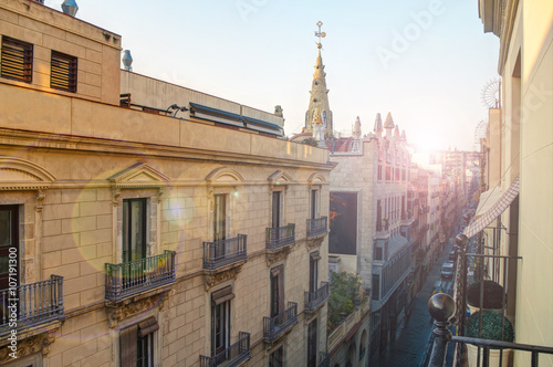 view of european street from balcony on sunny day © aygulchik99