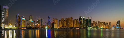 illuminated Dubai Marina Cityscape United Arab Emirates architec