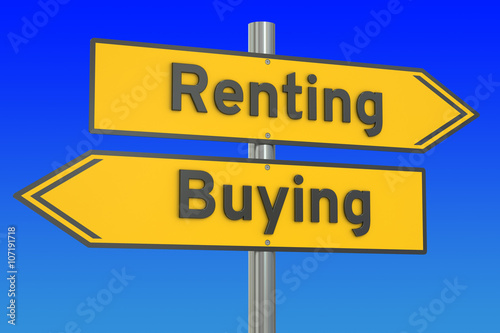 Принти на полотні renting or buying concept, 3D rendering