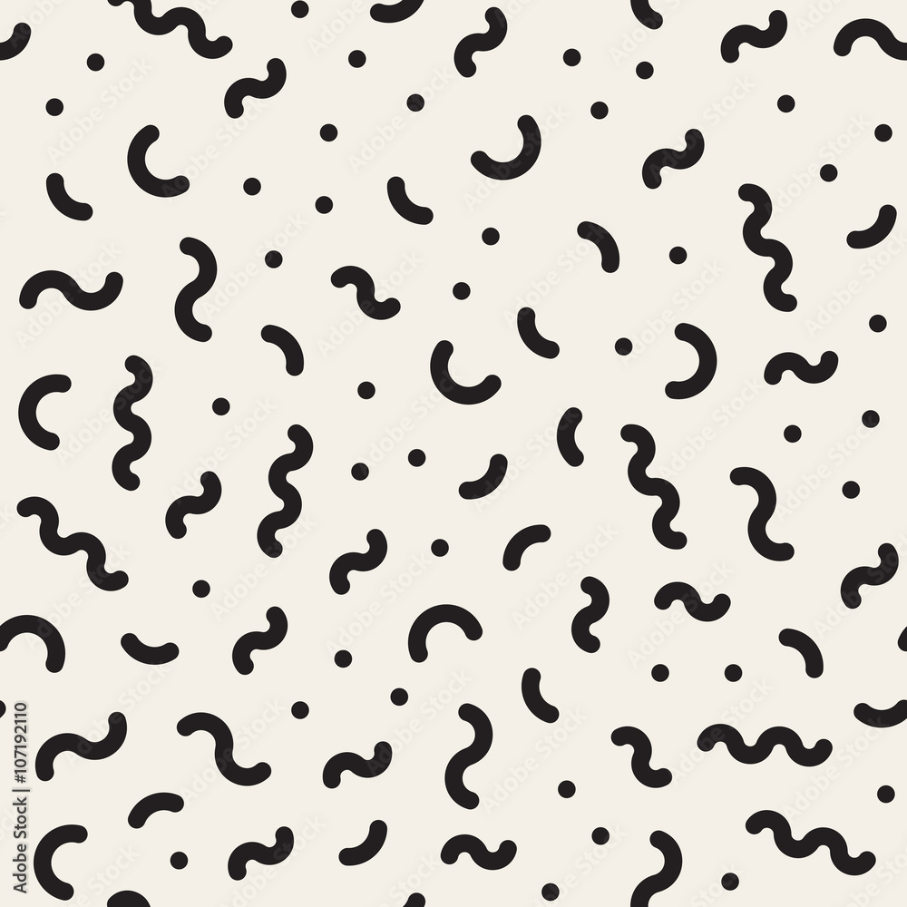 Vector Seamless Black And White Jumble Geometric Lines Memphis Pattern Vector Seamless Black And White Jumble Geometric Lines Memphis Pattern