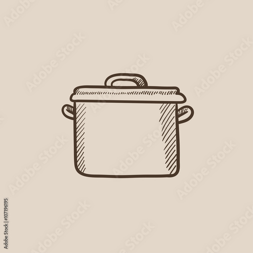 Saucepan sketch icon.