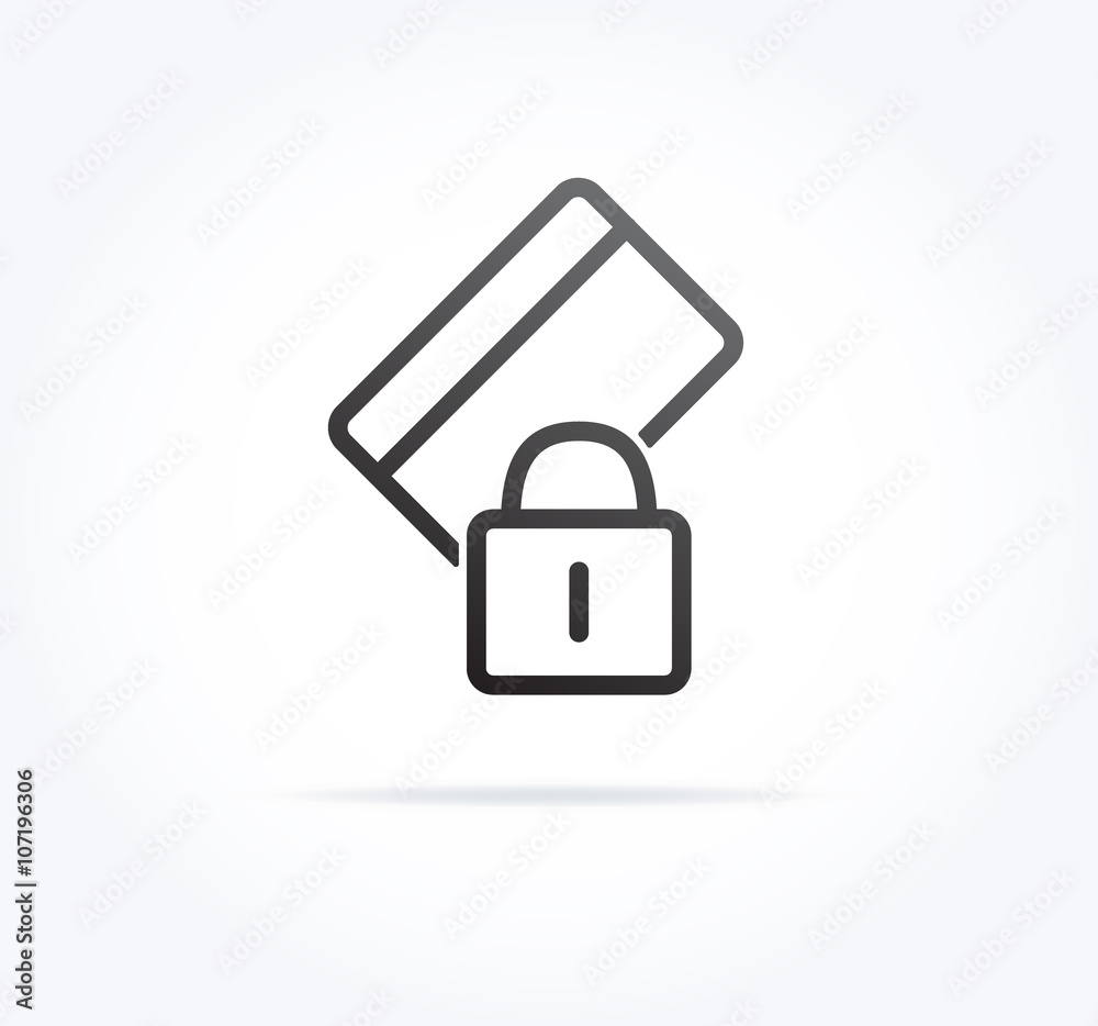 Locked Padlock with Credit Card Icon Locked Padlock with Credit Card Icon