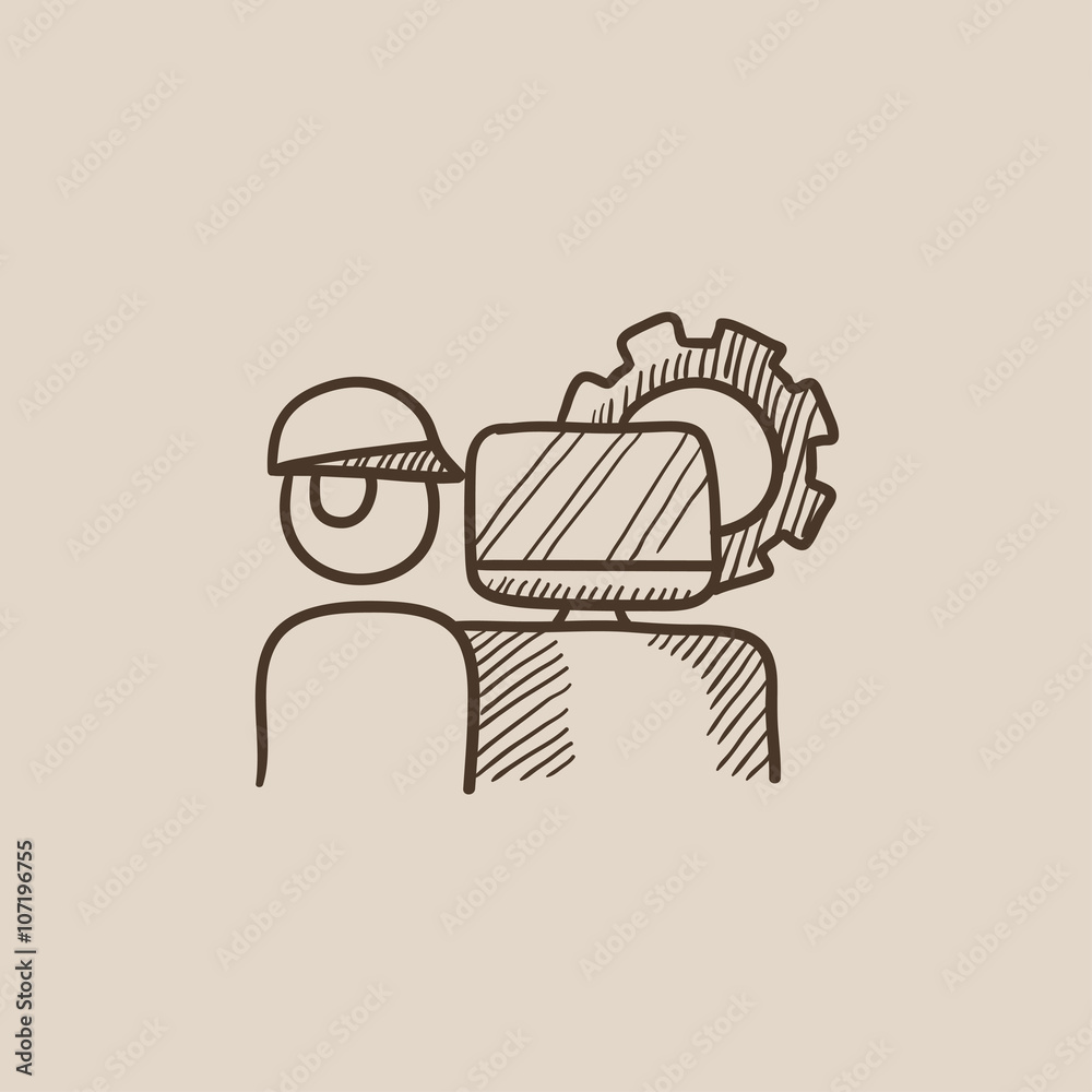 Computerized production sketch icon. Computerized production sketch icon.