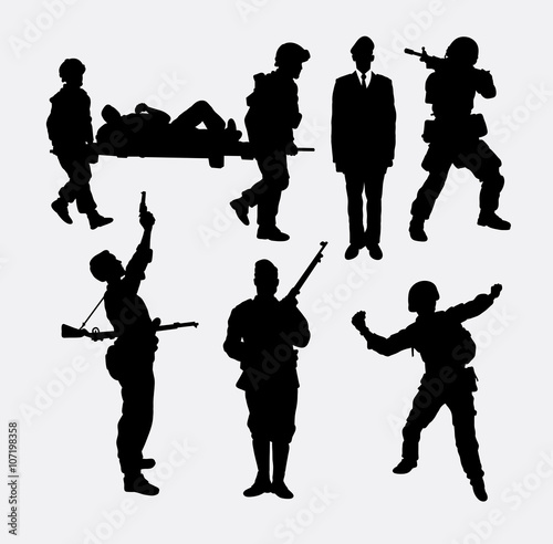 Soldier, army and police silhouette 5. good use for symbol, logo, web icon, mascot sticker, or any design you want. 