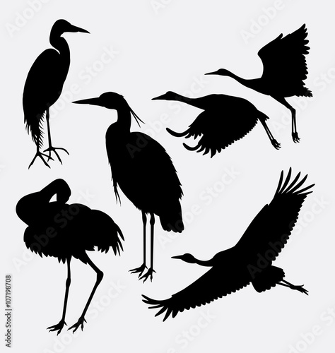 stork, heron, egret, and crane bird silhouette. good use for symbol, web icon, logo, mascot, or any design you want. Easy to use.