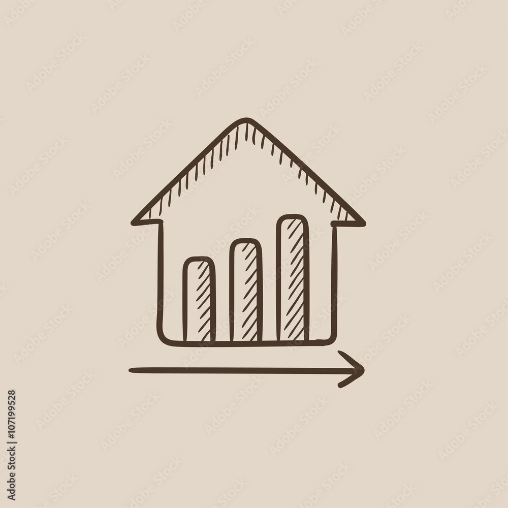 Graph of real estate prices growth sketch icon. Graph of real estate prices growth sketch icon.