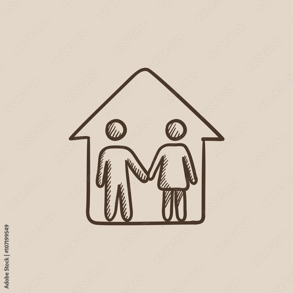 Family house sketch icon. Family house sketch icon.