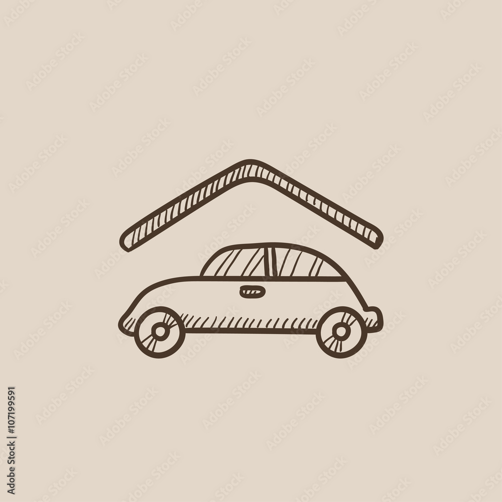 Car garage sketch icon.