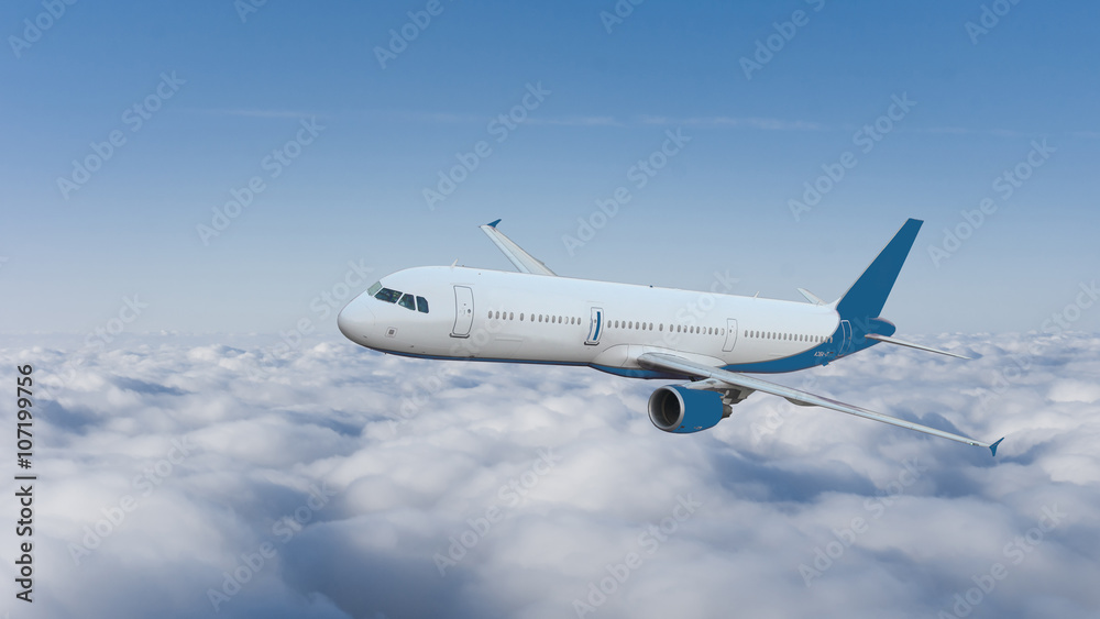 Fototapeta premium Samolot na niebie. Duży samolot pasażerski