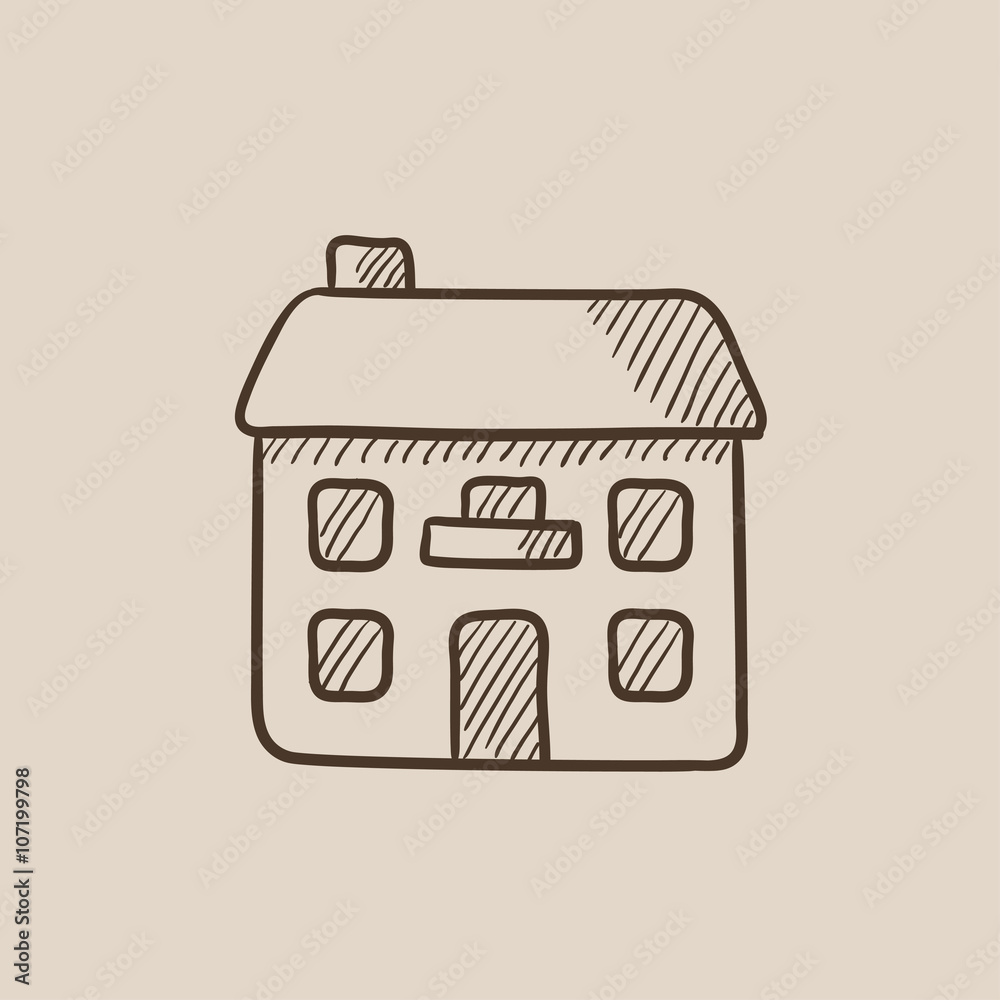 Two storey detached house sketch icon. Two storey detached house sketch icon.