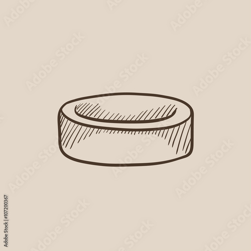 Hockey puck sketch icon.