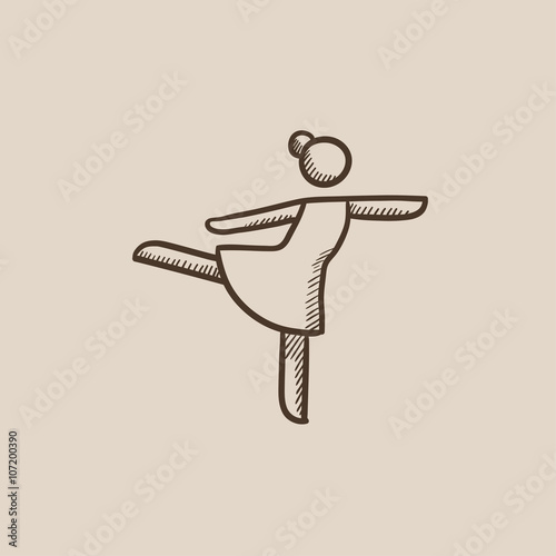 Female figure skater sketch icon.