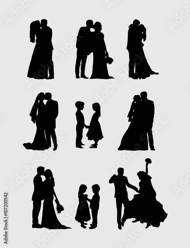 Wedding Pairs Silhouettes, art vector design