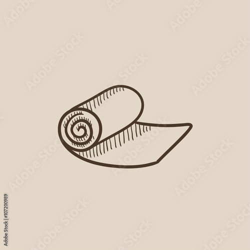 Camping carpet sketch icon.