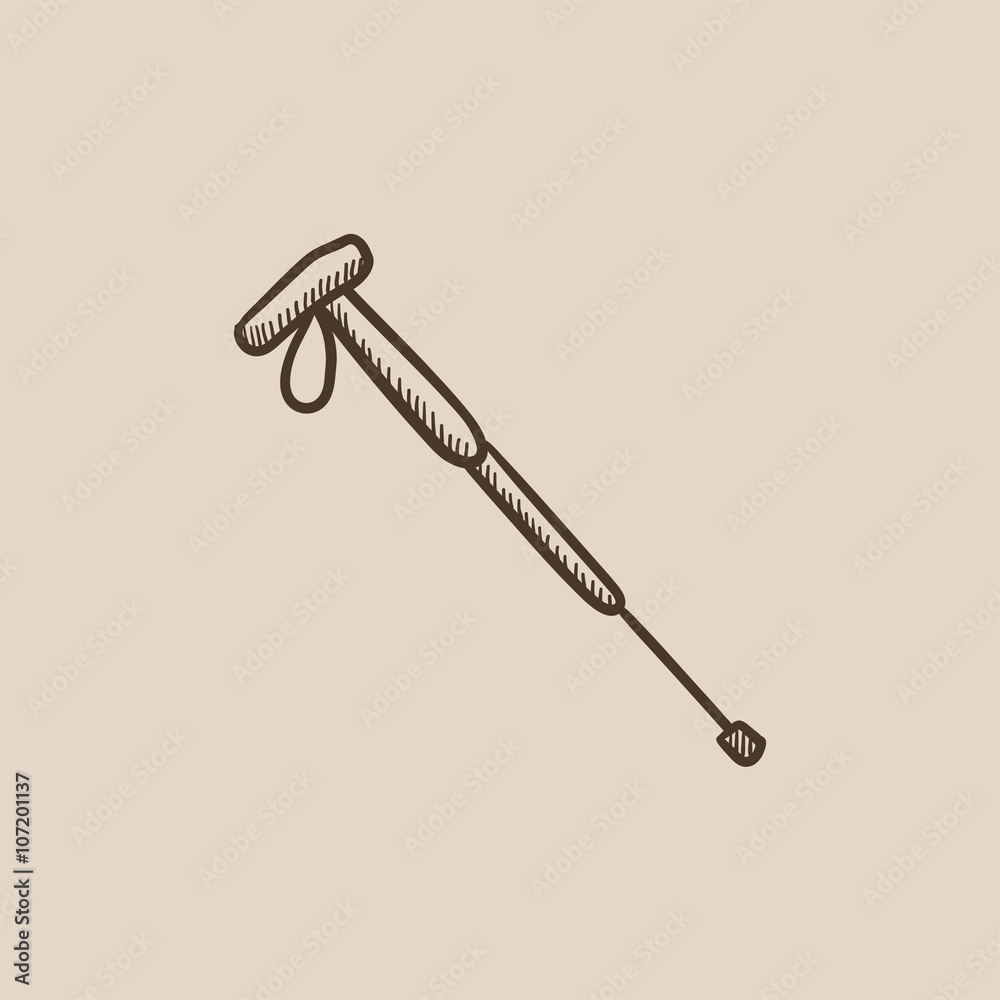 Hiking pole sketch icon. Hiking pole sketch icon.