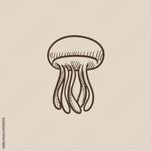 Jellyfish sketch icon.