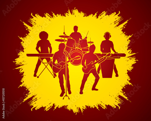 Music Bands designed on grunge frame background graphic vector