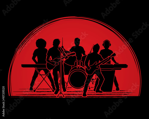 Music Bands designed on sunset background graphic vector photo