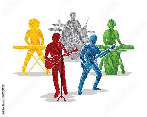 Music Bands designed using colorful grunge brush graphic vector