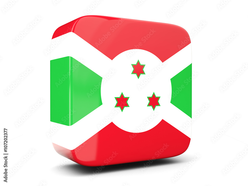 Square icon with flag of burundi square. 3D illustration Square icon with flag of burundi square. 3D illustration