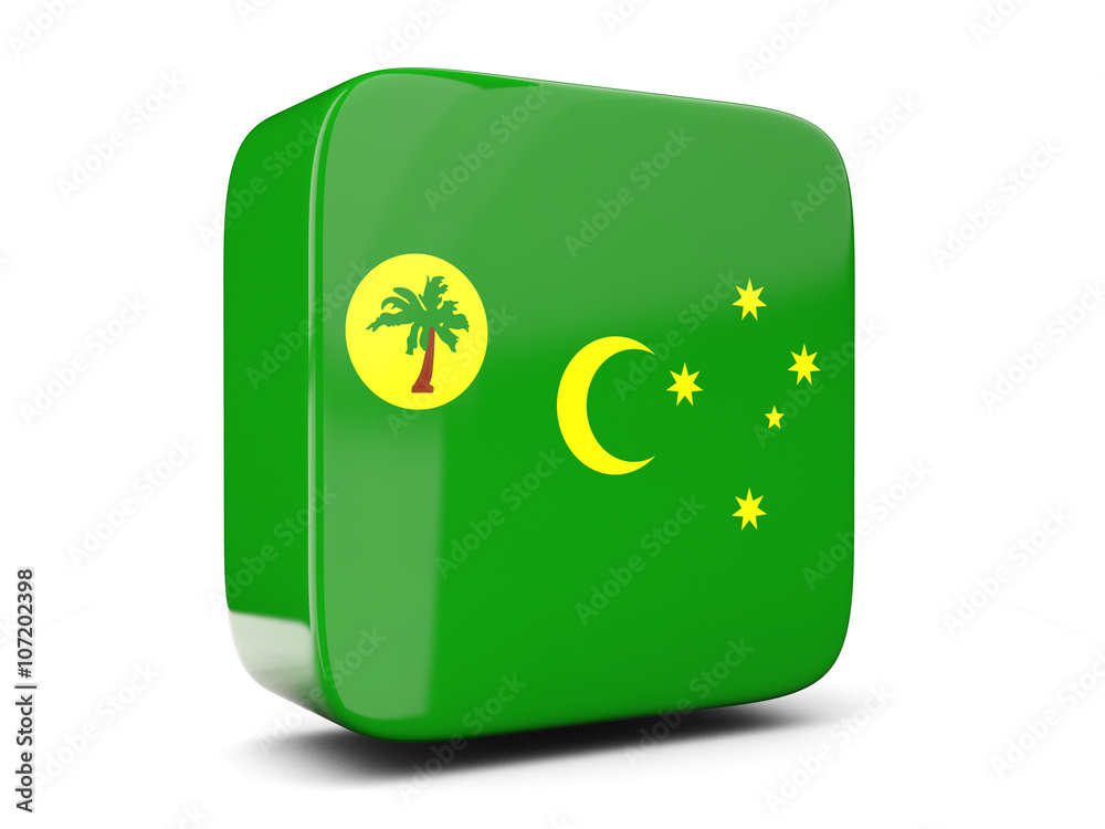 Square icon with flag of cocos islands square. 3D illustration Square icon with flag of cocos islands square. 3D illustration