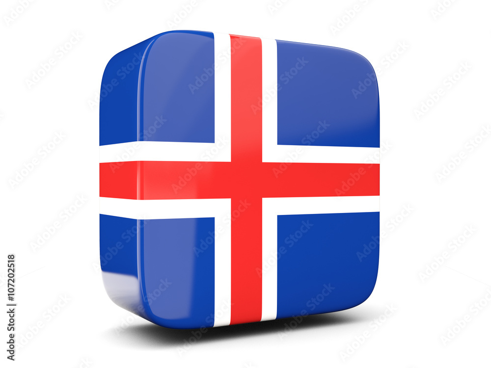 Obraz premium Square icon with flag of iceland square. 3D illustration
