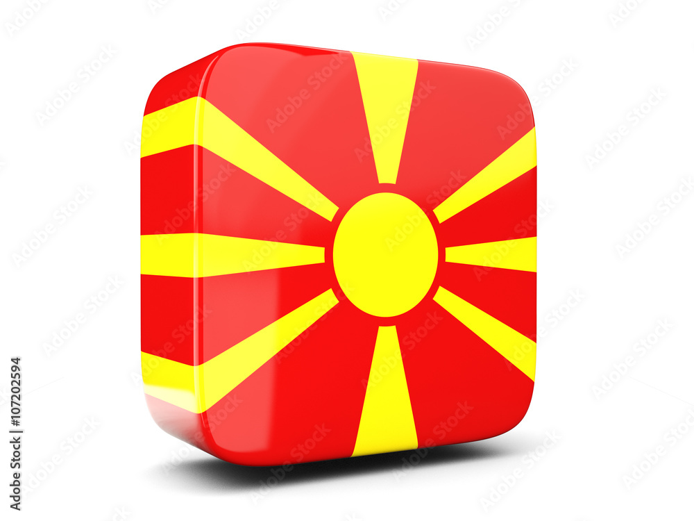 Square icon with flag of macedonia square. 3D illustration Square icon with flag of macedonia square. 3D illustration